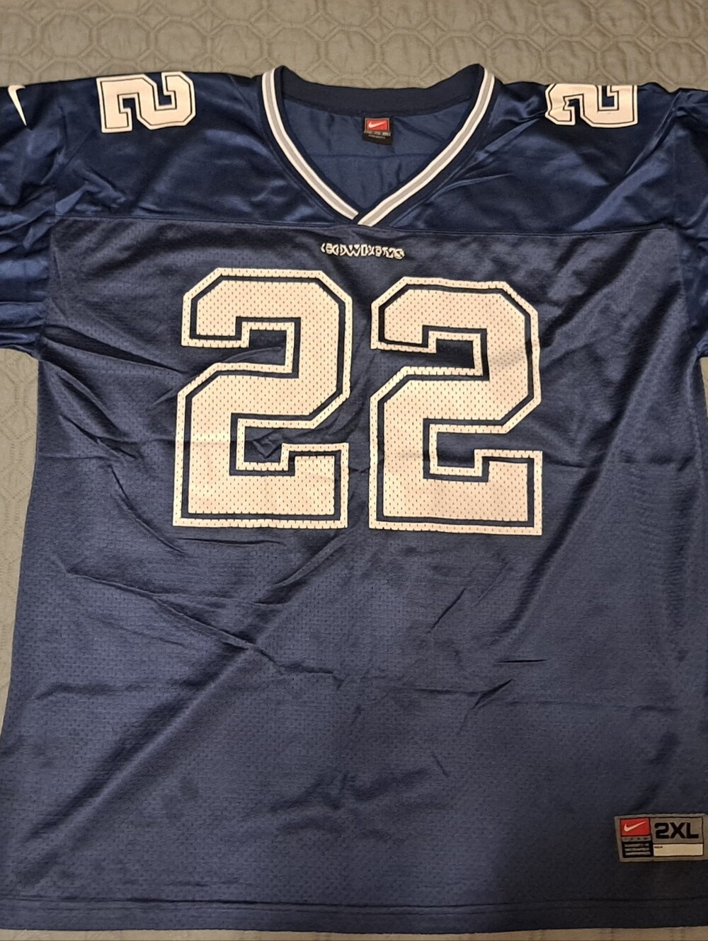 Dallas Cowboys E SMITH Nike Navy and White Football Jersey #22